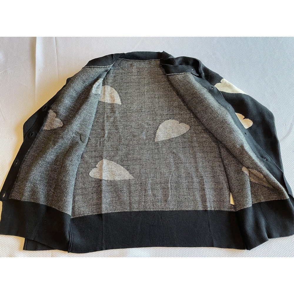 Womans Knit Cardigan Button Down Open Front Sweater with Beige Hearts Size Large - Picture 7 of 14